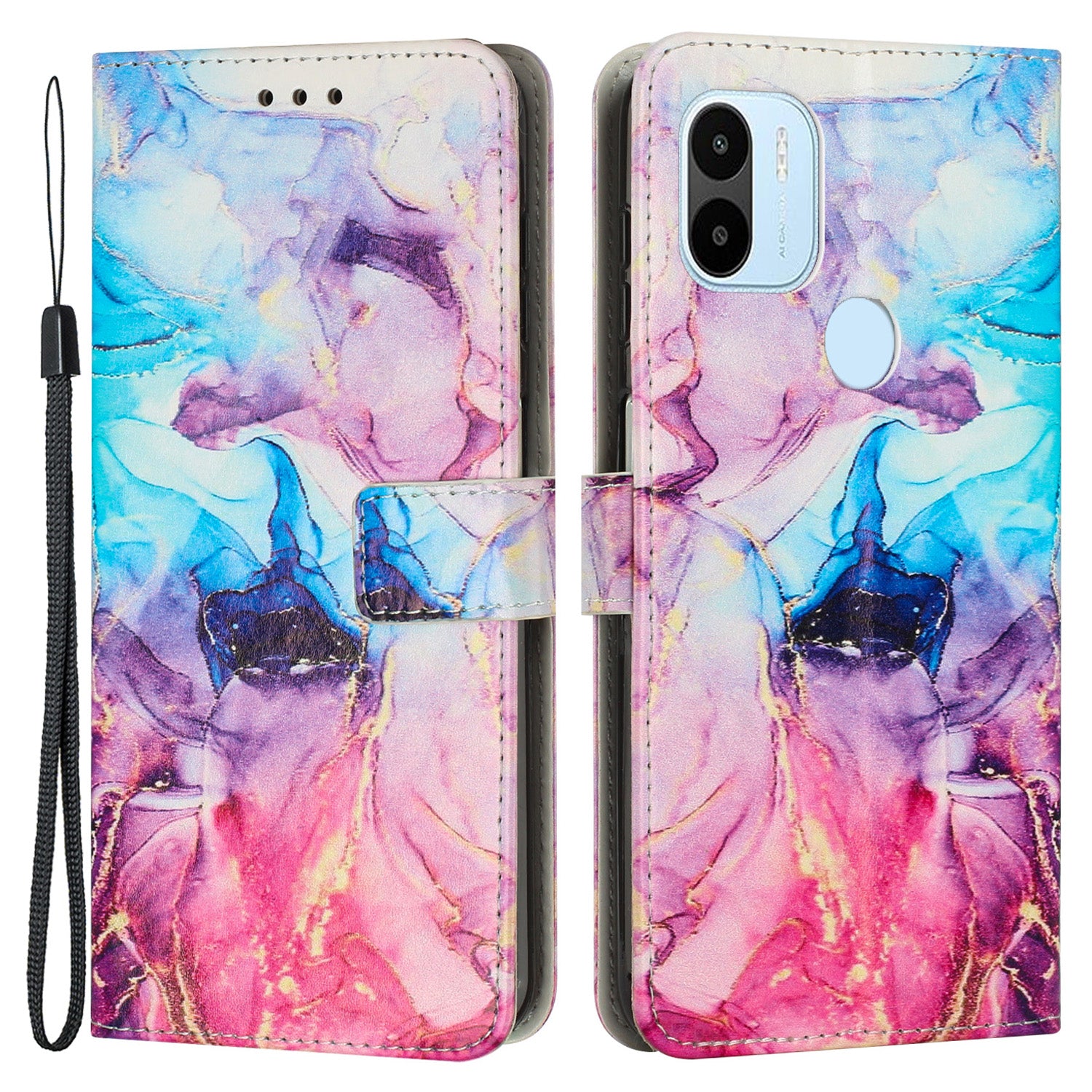 For Xiaomi Redmi A1 4G A2 4G Poco C50 4G Leather Phone Case Marble Pattern Printing Wallet Phone Stand Cover with Strap For Xiaomi Redmi A1 4G A2 4G Poco C50 4G Leather Phone Case Marble Pattern Printing Wallet Phone Stand Cover with Strap